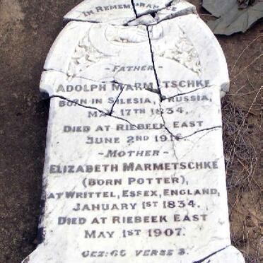 MARMETSCHKE Adolph 1834-1916 &amp; Elizabeth POTTER 1834-1907 