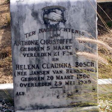 BOSCH Anthonie Christoffel ??-19?? &amp; Helena Claudina JANSEN VAN RENSBURG 1860-1939