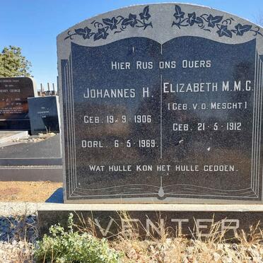 VENTER Johannes H. 1906-1969 &amp; Elizabeth M.M.C. V. D. MESCHT 1912-