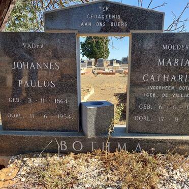BOTHMA Johannes Paulus 1864-1954 &amp; DE VILLIERS Maria Catharina voorheen BOTES 1887-1967