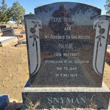 SNYMAN Susie nee MATTHEE -1964