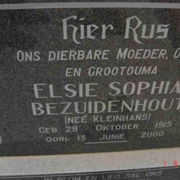BEZUIDENHOUT Elsie Sophia nee KLEINHANS 1915-2000