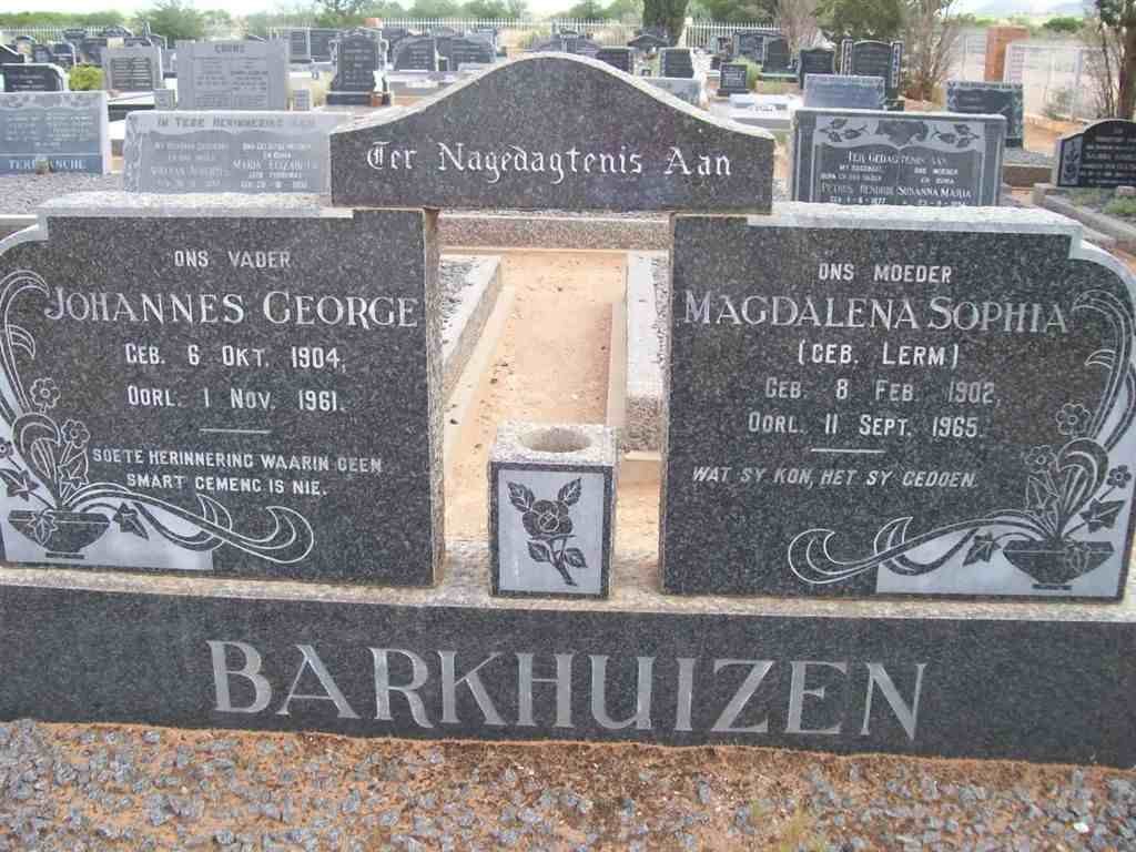 BARKHUIZEN Johannes George 1904-1961 &amp; Magdalena Sophia LERM 1902-1965