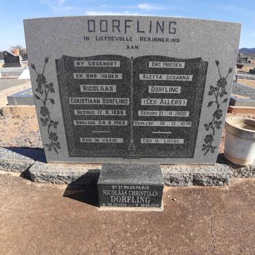 DORFLING Nicolaas Christiaan 1889-1968 &amp; Aletta Susanna ALLERS 1900-1970