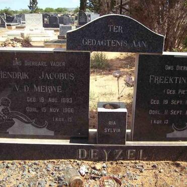 DEYZEL Hendrik Jacobus v.d. Merwe 1893-1966 &amp; Freektina Agatha PIETERSEN 1892-1967