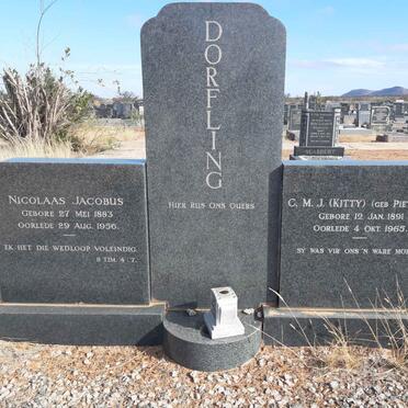 DORFLING Nicolaas Jacobus 1883-1956 &amp; C.M.J. PIETERSEN 1891-1965