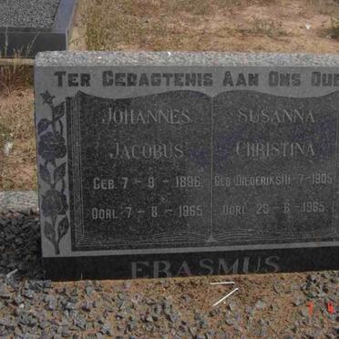ERASMUS Johannes Jacobus 1896-1965 &amp; Susanna Christina DIEDERICKS 1905-1965