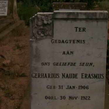 ERASMUS Gerhardus Naude 1906-1922