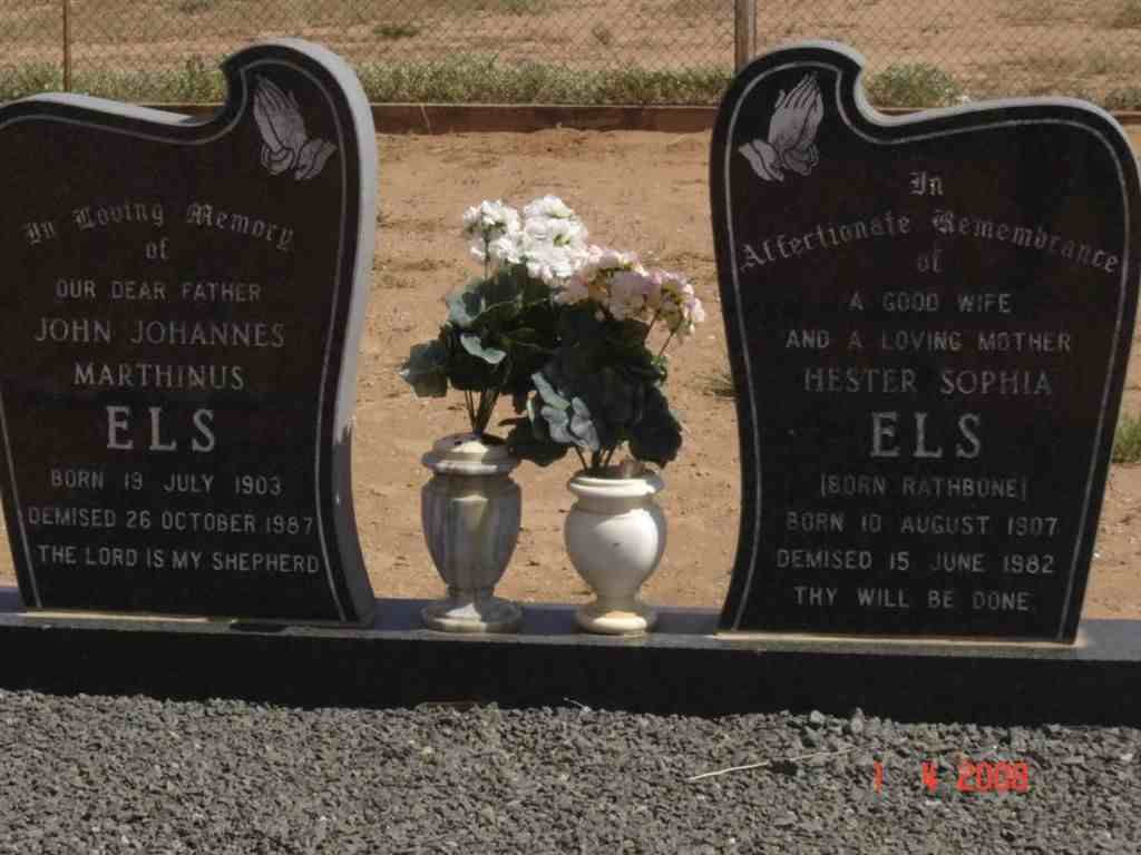 ELS John Johannes Marthinus 1903-1987 &amp; Hester Sophia RATHBONE 1907-1982