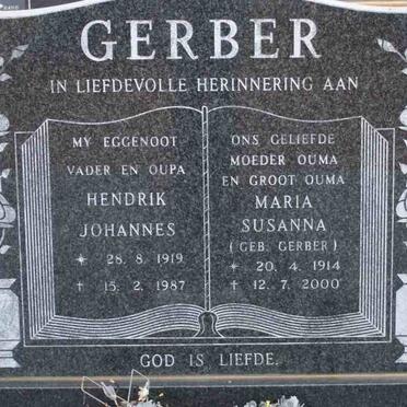 GERBER Hendrik Johannes 1919-1987 &amp; Maria Susanna GERBER 1914-2000