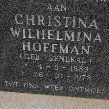 HOFFMAN Christina Wilhelmina nee SENEKAL 1889-1978