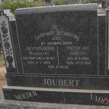 JOUBERT Pieter Jan Adriaan 1882-1959 &amp; Hester Louisa Magdalena DORFLING 1871-1935