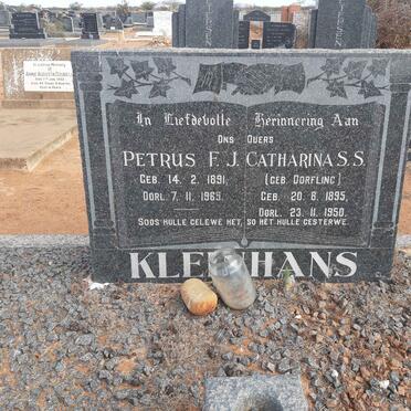 KLEINHANS Petrus F.J. 1891-1965 &amp; Catharina S.S. DORFLING 1895-1950