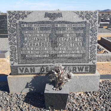 MERWE Johannes Gerhardus, van der 1893-1964 &amp; Elizabeth Christina 1892-1976