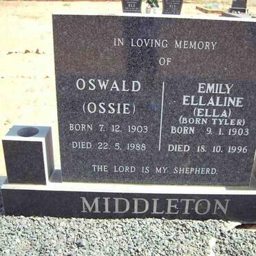 MIDDLETON Oswald 1903-1988 &amp; Emily Ellaline TYLER 1903-1996