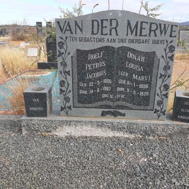 MERWE Roelf Petrus Jacobus, van der 1886-1967 &amp; Dinah Louisa MARX 1886-1939
