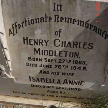 MIDDLETON Henry Charles 1865-1949 &amp; Isabella Annie -1950