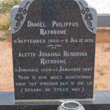 RATHBONE Daniel Philippus 1900-1978 &amp; Aletta Johanna Hendrina 1909-1987