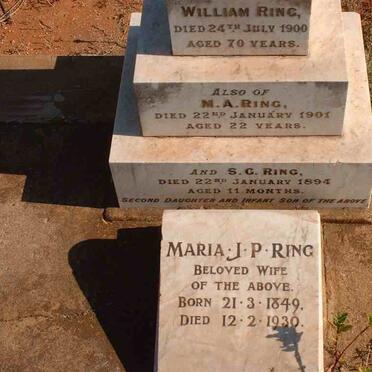 RING William 1830-1900 &amp; Maria J.P. 1849-1930 :: RING M.A. 1879-1901 :: RING S.G.R. 1893-1894