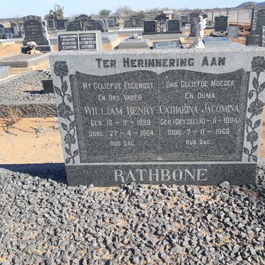 RATHBONE William Henry 1889-1964 &amp; Catharina Jacomina DEYZEL 1894-1968