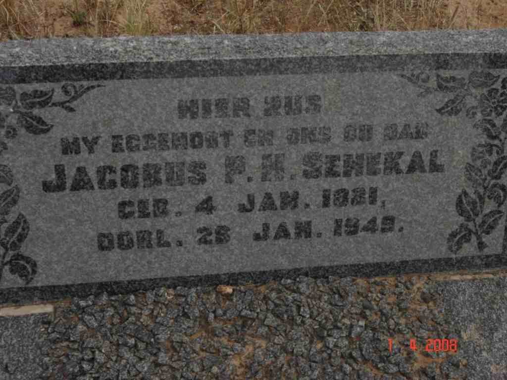 SENEKAL Jacobus P.H. 1881-1949