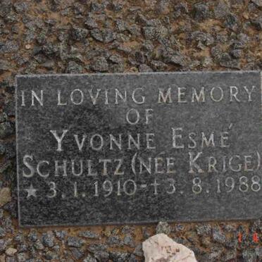 SCHULTZ Yvonne Esmé nee KRIGE 1910-1988