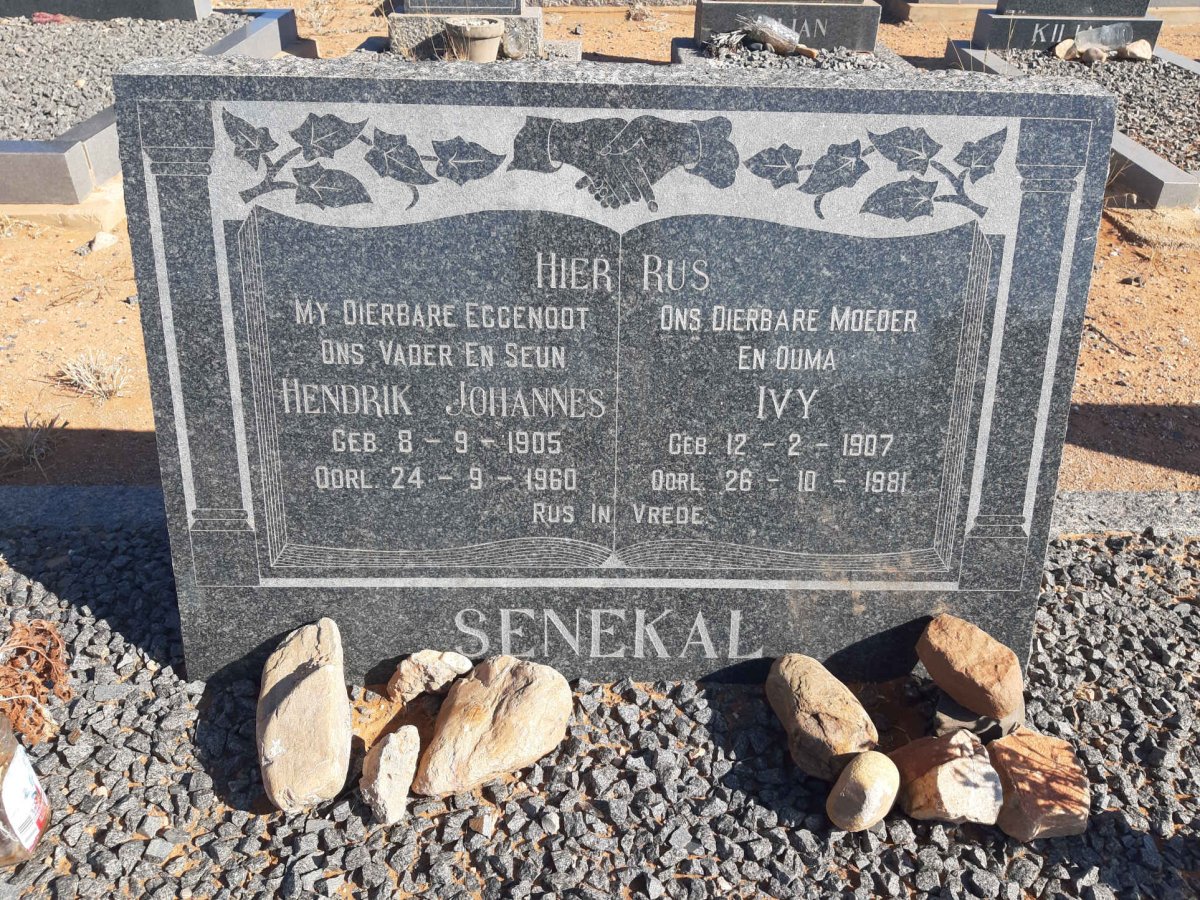SENEKAL Hendrik Johannes 1905-1960 &amp; Ivy 1907-1981