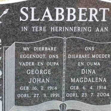 SLABBERT George Johan 1914-1991 &amp; Dina Magdalena 1914-2004
