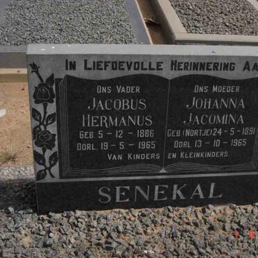 SENEKAL Jacobus Hermanus 1886-1965 &amp; Johanna Jacomina NORTJE 1891-1965