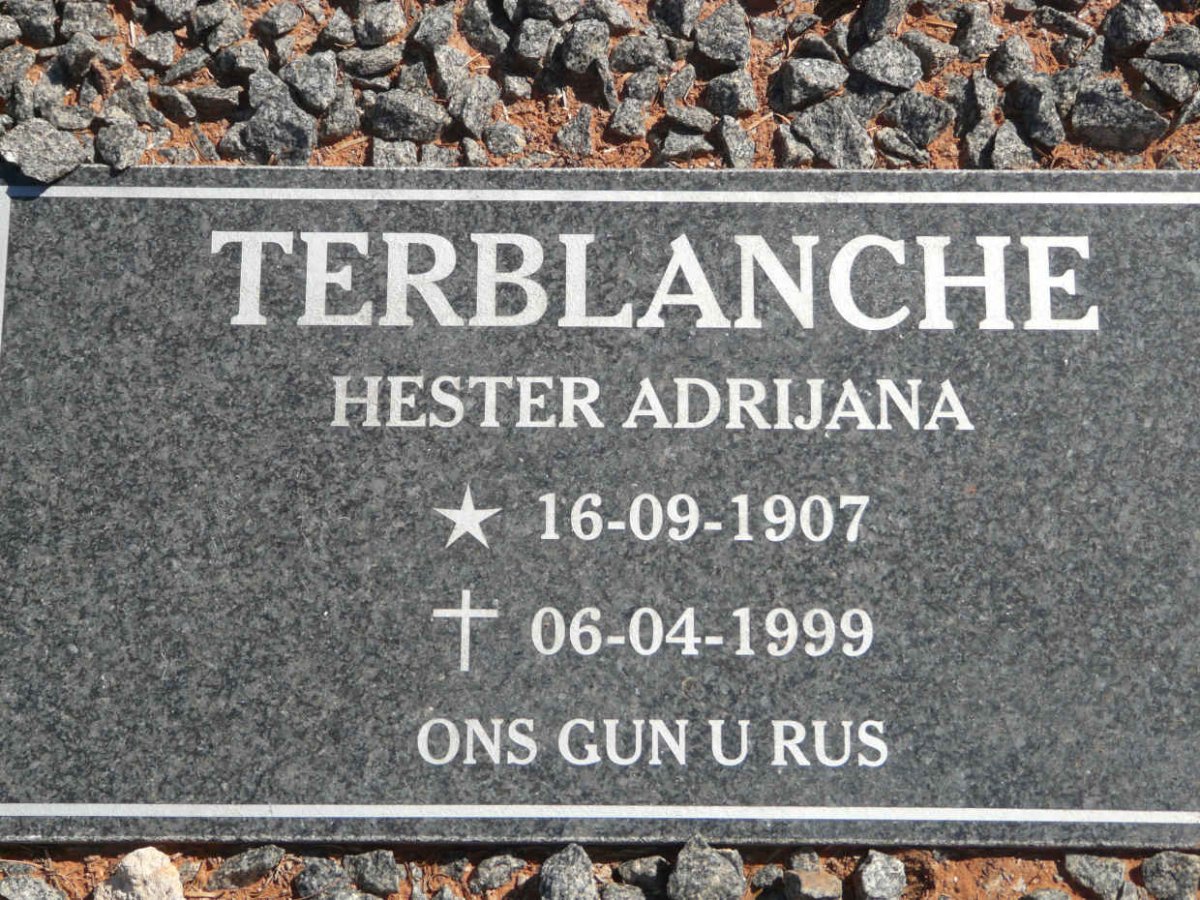 TERBLANCHE Hester Adrijana 1907-1999
