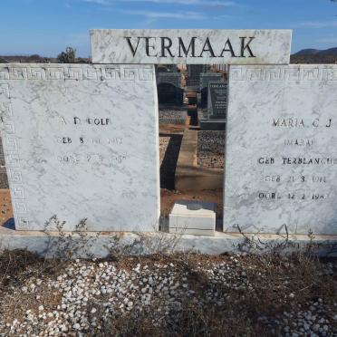 VERMAAK A.D. 1912-1989 &amp; Maria C.J. TERBLANCHE 1912-1983