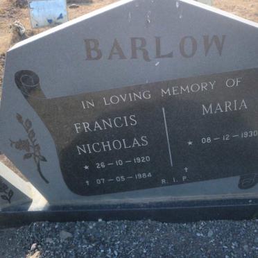 BARLOW Francis Nicholas 1920-1984 &amp; Maria 1930-