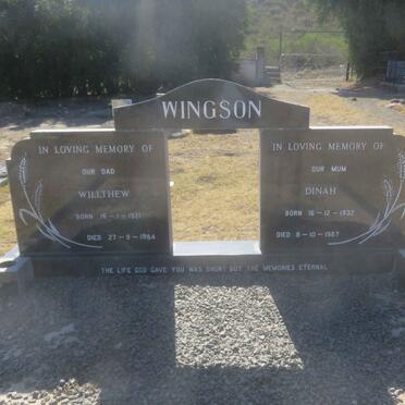 WINGSON Willthew 1921-1984 &amp; Dinah 1932-1987