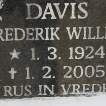 DAVIS Frederik Willem 1924-2005