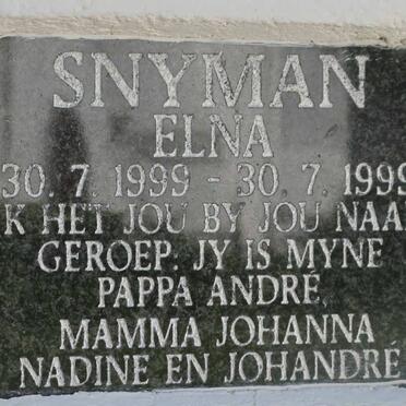 SNYMAN Elna 1999-1999