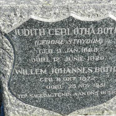 BOTHA Willem Johannes 1872-1951 &amp; Judith Cerlotha STRYDOM 1868-1920