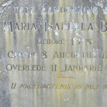 BUYS Maria Isabella nee FICK 1886-1930
