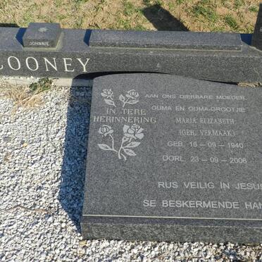 COONEY Maria Elizabeth nee VERMAAK 1940-2006