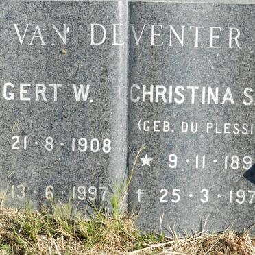 DEVENTER Gert W., van 1908-1997 &amp; Christina S.N. DU PLESSIS 1899-1975