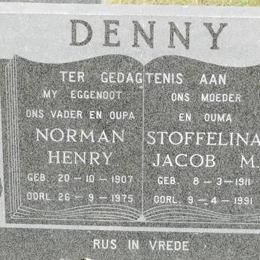 DENNY Norman Henry 1907-1975 &amp; Stoffelina Jacob M. 1911-1991