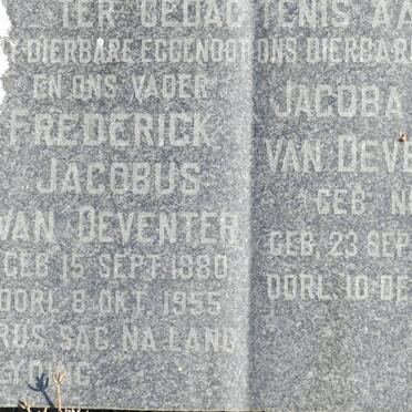 DEVENTER Frederick Jaobus, van 1880-1955 &amp; Jacoba D.A. NEL 1892-1958.