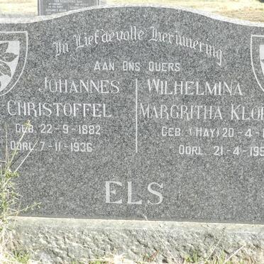 ELS Johannes Christoffel 1882-1936 &amp; Margritha Klopper HAY 1885-1956