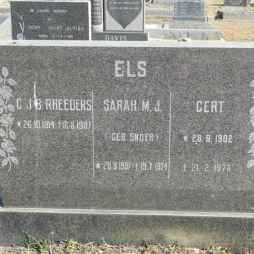 ELS Gert 1902-1976 &amp; Sarah M.J. SNOER 1907-1974 :: RHEEDERS G.J.B. 1914-1987