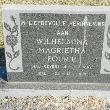 FOURIE Wilhelmina Magrietha nee GEYER 1867-1960