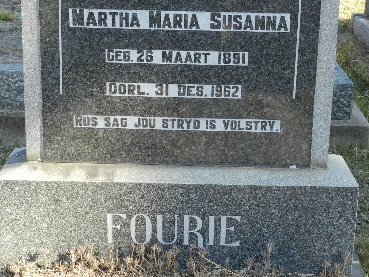 FOURIE Martha Maria Susanna 1891-1962