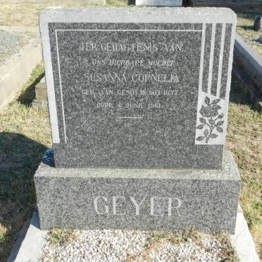 GEYER Susanna Cornelia nee VAN GEND 1877-1961