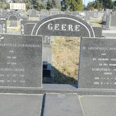 GEERE George 1930-2008 &amp; Dorothea Maria 1926-1985