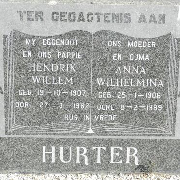 HURTER Hendrik Willem 1907-1962 &amp; Anna Wilhelmina 1906-1999