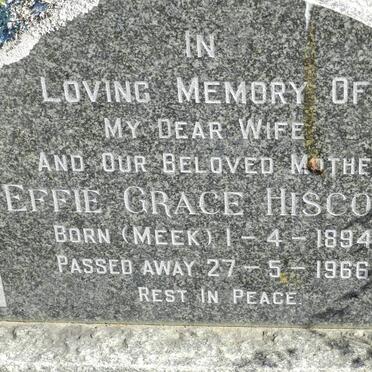 HISCOCK Effie Grace nee MEEK 1894-1966
