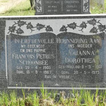 KEEVY Francois Petrus Schoonbee 1900-1967 &amp; Johanna Dorothea VOSLOO 1901-1973